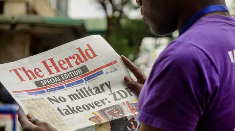 Main Zimbabwe newspaper completely misses news of coup Main Zimbabwe newspaper completely misses news of coup
