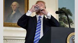 Trump stops abruptly to drink water while giving a speech, Internet goes berserk