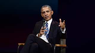 Obama takes on Trump, and men in general, at Paris event