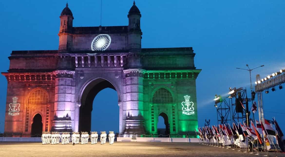 Beating retreat ceremony at Gateway of India, Mumbai