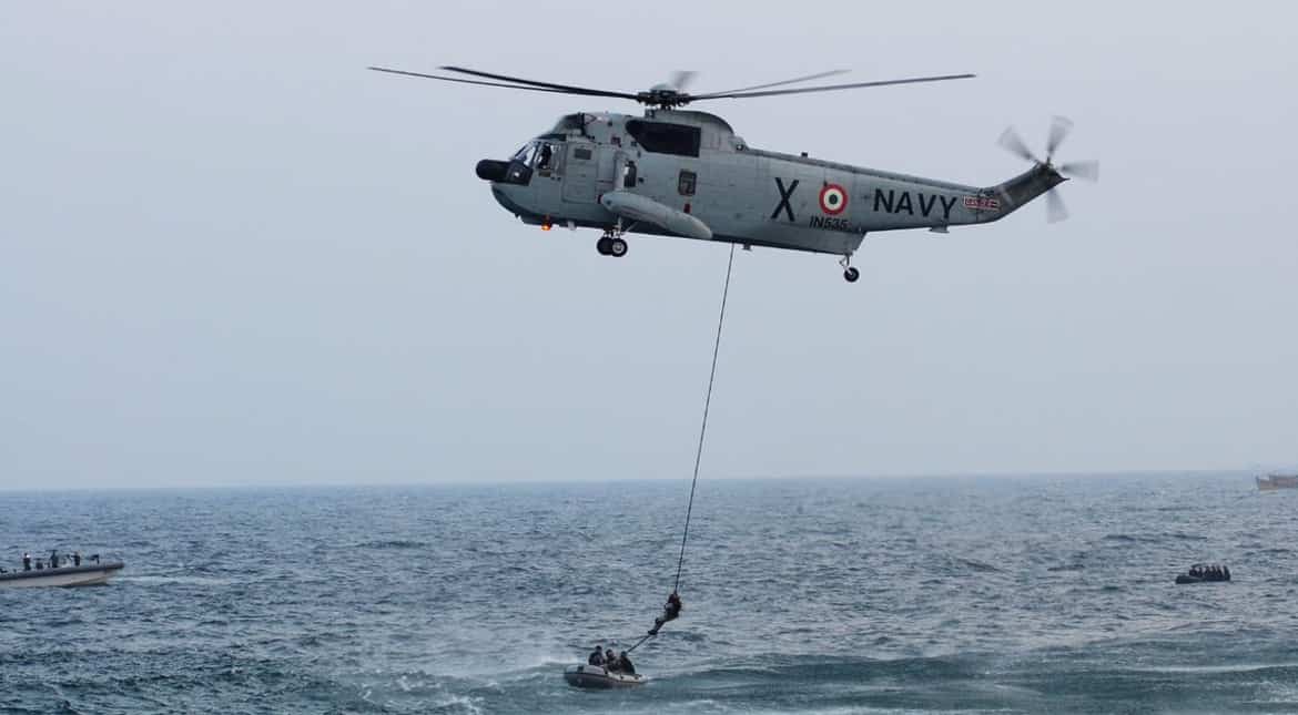 Rescue operation by the Indian Navy in Chennai during the Ockhi cyclone