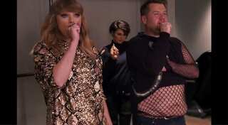 Watch: James Corden dance with Taylor Swift in fishnet suit for the first time!