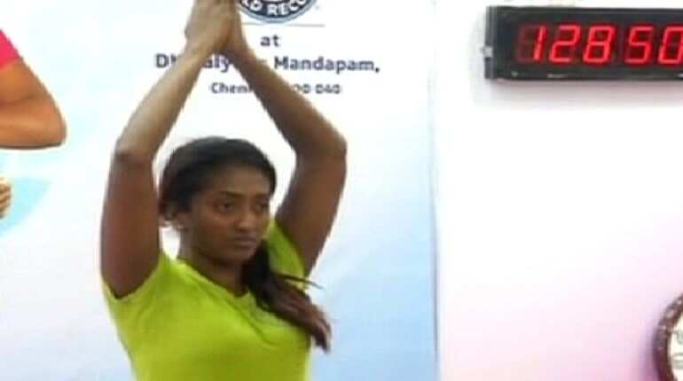 Chennai woman practices yoga for five days, breaks Guinness World Record Chennai woman practices yoga for five days, breaks Guinness World Record