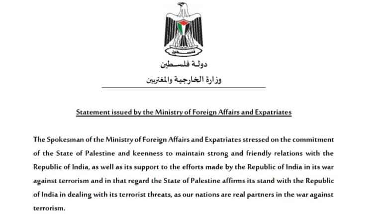 'Our nations are partners in war against terrorism,' Palestine to India 'Our nations are partners in war against terrorism,' Palestine to India