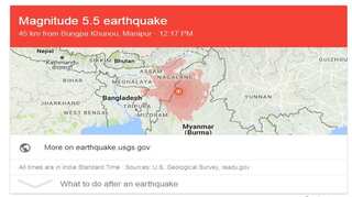 Earthquake of 5.5 magnitude hits Manipur, no casualties reported