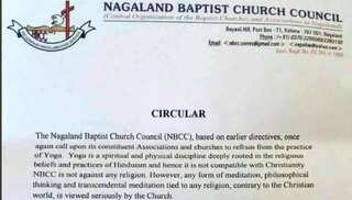 Nagaland church council tells followers 'yoga not compatible with Christianity'