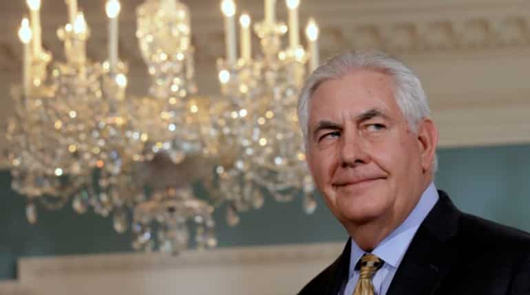 Rex Tillerson visits new US embassy in London that Trump criticised