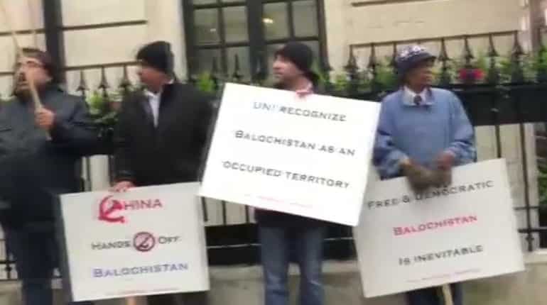 Free Balochistan Movement protest in London against CPEC, human rights violations by Pakistan