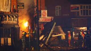Blast destroys shop and home in English city, six taken to hospital