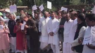 Rahul Gandhi, Congress MPs protest outside Parliament over PNB scam