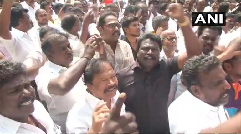 DMK workers stage protest in Chennai against H Raja's comments on Periyar DMK workers stage protest in Chennai against H Raja's comments on Periyar