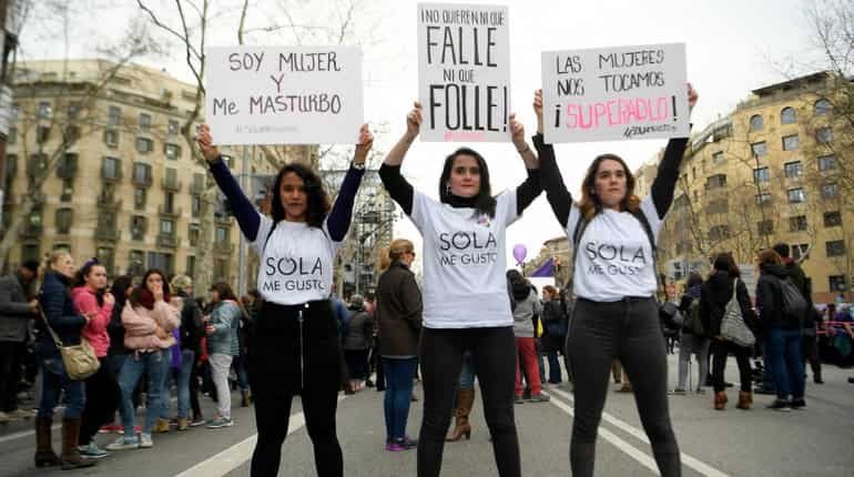 International Women's Day: Spanish women stage unprecedented strike for rights