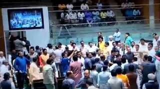Chaos in Gujarat assembly as BJP, Congress lawmakers come to blows