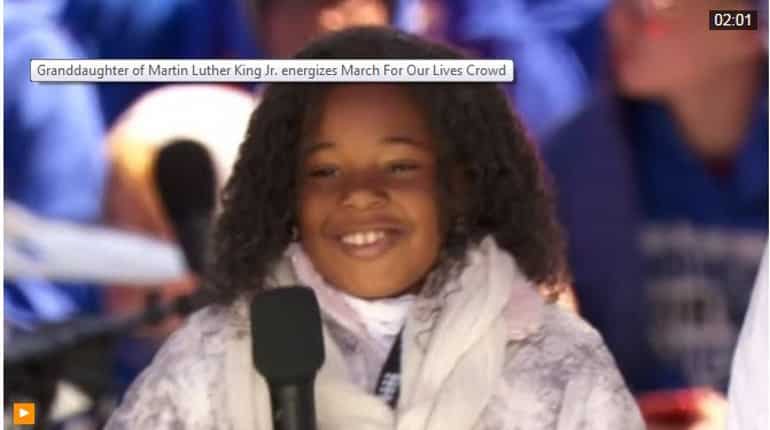 US protests: Martin Luther King's granddaughter leads crowd calling for gun reform
