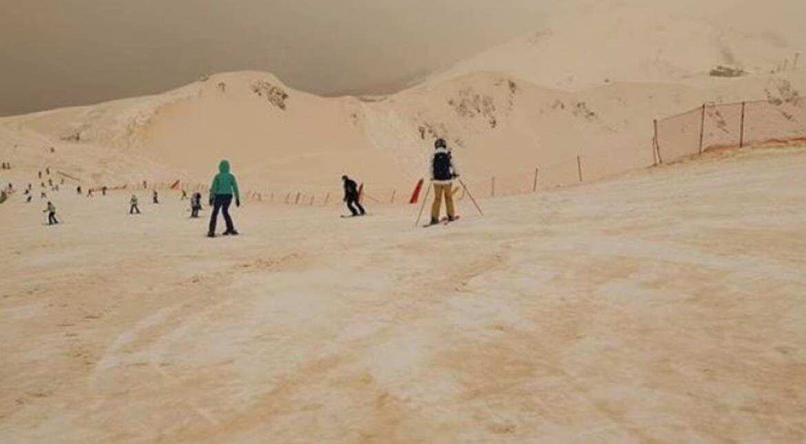 Snow turns orange as rare phenomenon hits East Europe
