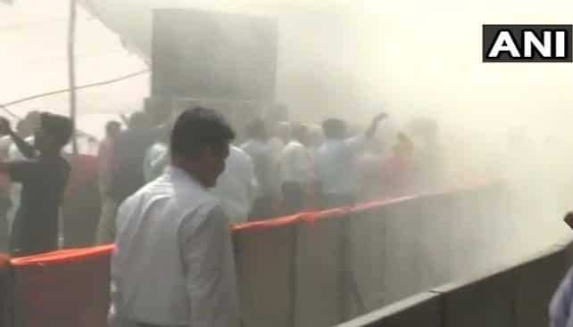 Fire breaks out during Amit Shah's rally in Raebareli Fire breaks out during Amit Shah's rally in Raebareli