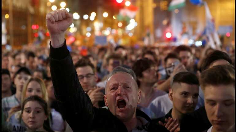 Tens of Thousands of Hungarians stage protest against Prime Minister Viktor Orban