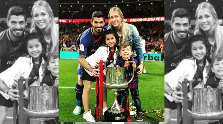 Luis Suarez and Sofia Balbi, with their kids Delfina Suarez (daughter) and Benjamin Suarez (son).