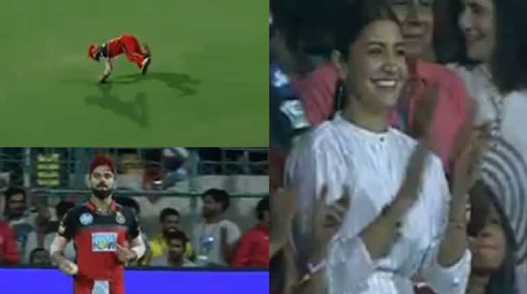 Watch: Another Virat Kohli stunner against Mumbai brings massive smile to wife Anushka's face Watch: Another Virat Kohli stunner against Mumbai brings massive smile to wife Anushka's face
