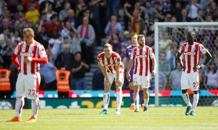 Stoke City relegated from Premier League after 2-1 loss to Crystal Palace Stoke City relegated from Premier League after 2-1 loss to Crystal Palace