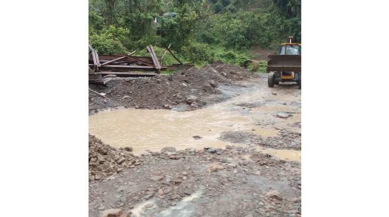 Massive mound of mud and boulders