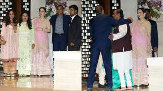 Mukesh and Anil Ambani hug it out at Isha Ambani's engagement bash