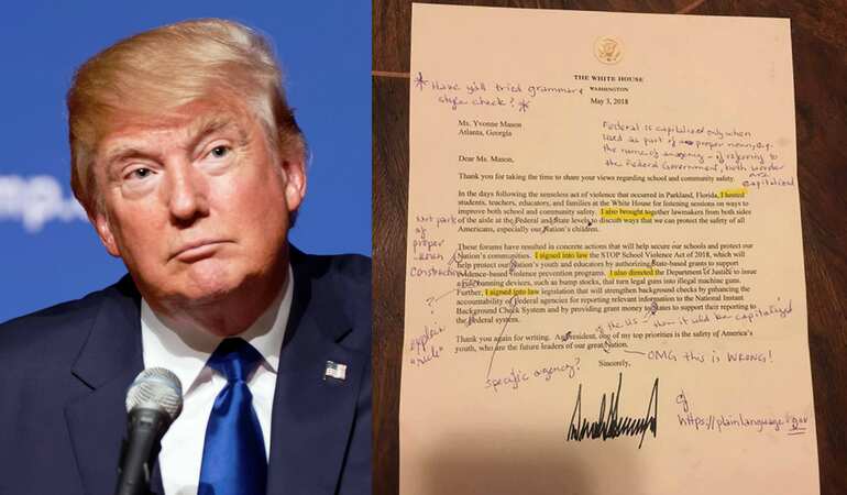 This retired English teacher made corrections to a letter sent by Trump and mailed it back