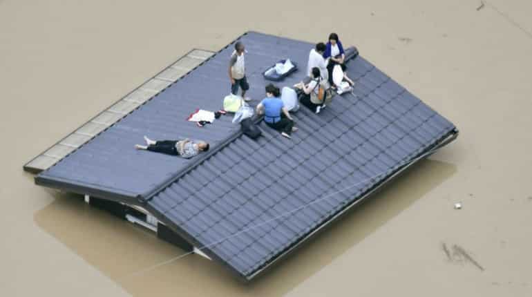 Local resisdents in flooded area