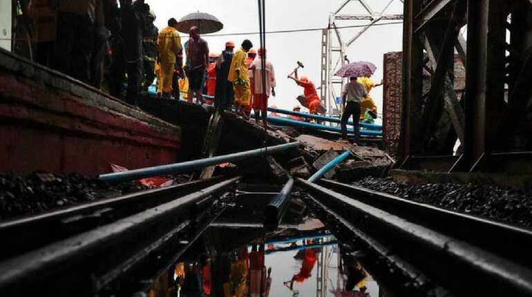Flooded railway tracks