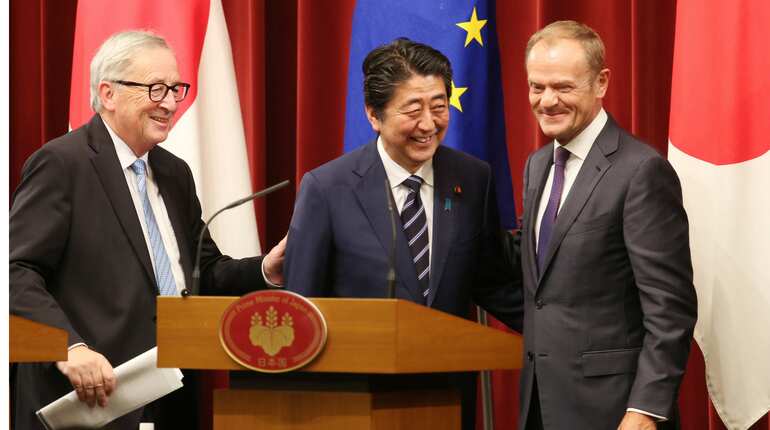 EU, Japan sign major trade deal in 'message against protectionism' EU, Japan sign major trade deal in 'message against protectionism'
