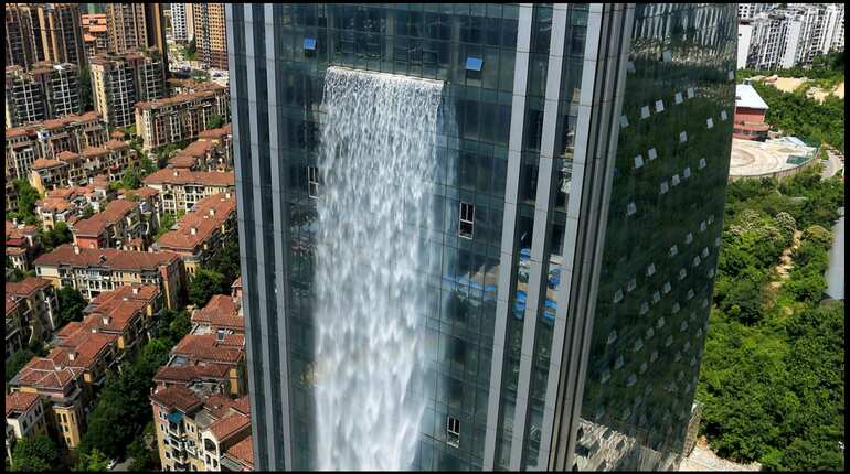 China 'waterfall' skyscraper hit by torrent of ridicule China 'waterfall' skyscraper hit by torrent of ridicule