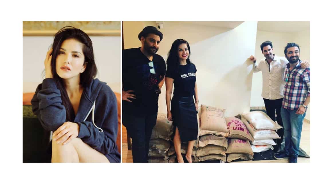 Kerala floods: Sunny Leone donates 1200 kg of food material for those affected Kerala floods: Sunny Leone donates 1200 kg of food material for those affected
