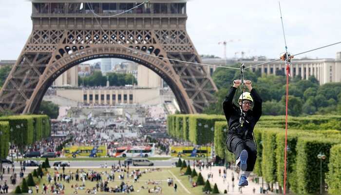 Zip-line for adventure-lovers at the Eiffel Tower