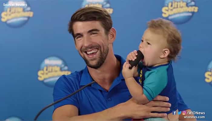 Phelps campaigns for son, Boomer, in 2032 Olympics