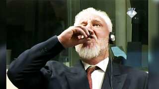 Watch: Croatian war crimes suspect consumes poison in court