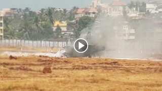 Watch: Goa Airport shut for an hour after MiG-29K skids off runway, catches fire
