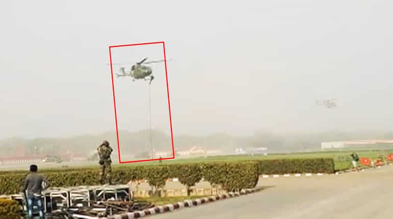 Watch: Indian army soldiers fall from helicopter during Republic Day practice