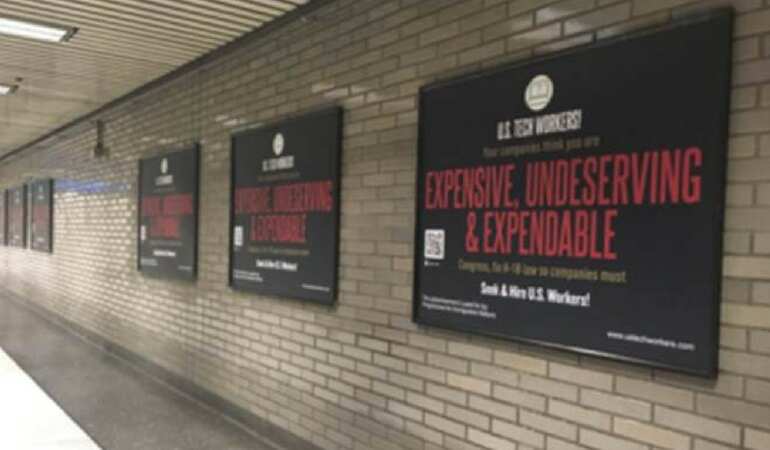 Watch: 'Anti-H1B posters' on San Francisco train network Watch: 'Anti-H1B posters' on San Francisco train network