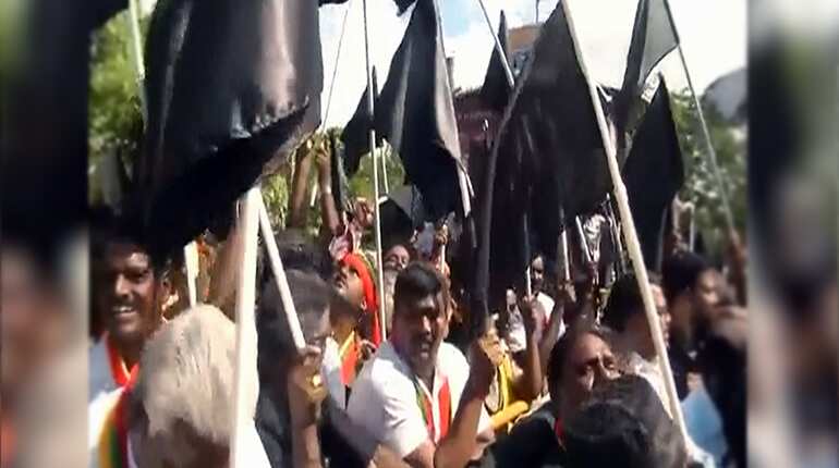 Watch: Pro-tamil groups show black flags during PM Modi's Chennai visit Watch: Pro-tamil groups show black flags during PM Modi's Chennai visit