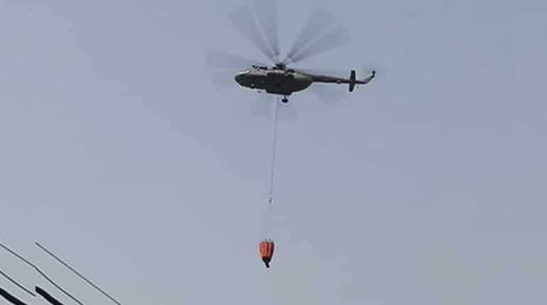 Watch: Massive fire in Delhi's Malviya Nagar; Air Force presses Mi-17 helicopter into action