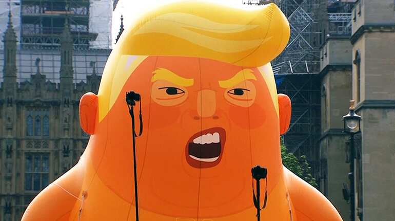 Watch: Snarling orange 'Trump baby' blimp flies outside British parliament