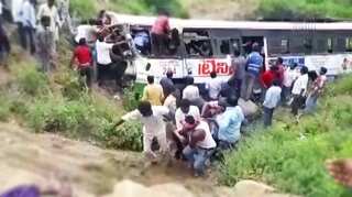 Bus crash in Telangana claims over 57 lives, 6 children included 