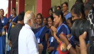 PM Modi arrives in Odisha, meets Anganwadi workers