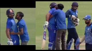 Watch: Fan invades pitch & kisses Rohit Sharma, wife's reaction is epic