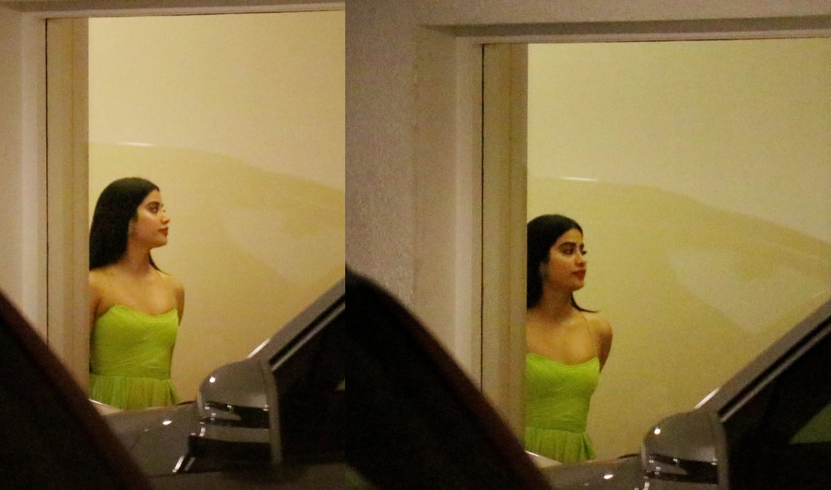 'Dhadak' actress Jahnvi Kapoor looked stunning in a bright green dress (Source: Yogen Shah)