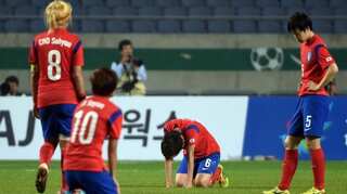 South Korea plays football match, anthem played is North Korea's
