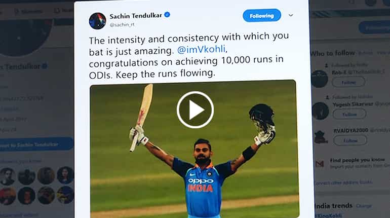 Sachin Tendulkar gives special advice to Virat Kohli after achieving 10,000 runs Sachin Tendulkar gives special advice to Virat Kohli after achieving 10,000 runs