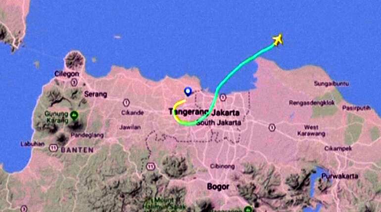 Route the ill-fated Lion Air plane took before crashing into the sea