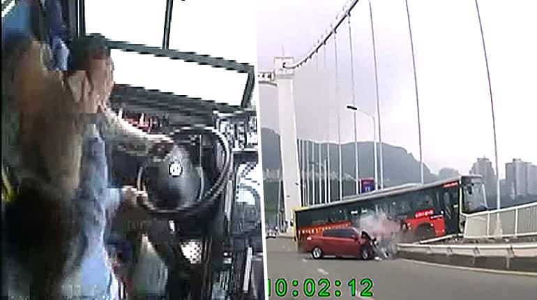 Watch: China's deadly bus plunge caused by fight between driver and passenger Watch: China's deadly bus plunge caused by fight between driver and passenger
