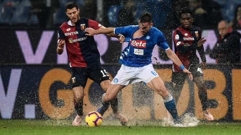 Ruiz and late own goal rescue Napoli in rainy Genoa